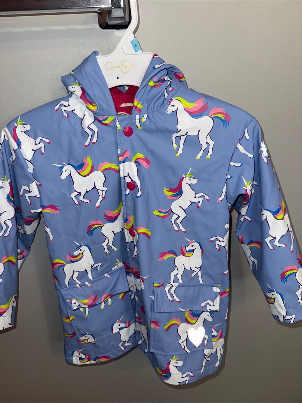 Hatley Kids Unicorn Rain Jacket - Blue with Rainbow Mane